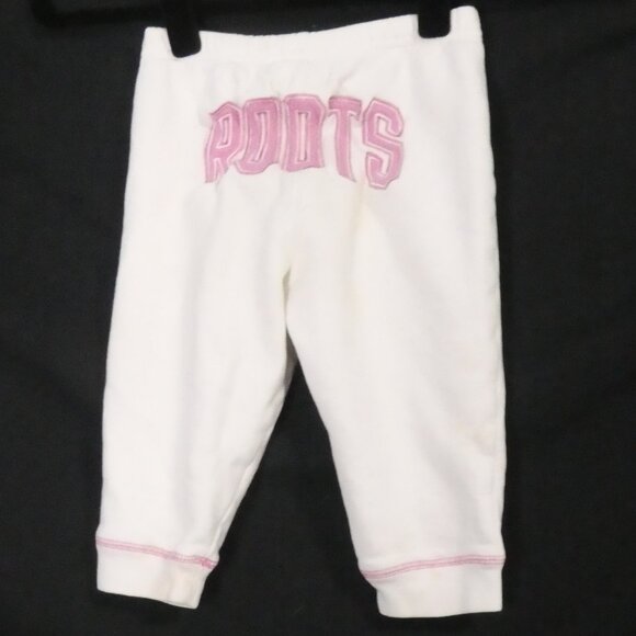 ROOTS 73 | 8.5 inch measured waist | White Sweatpants | Pink Roots Back *stains - Picture 2 of 15